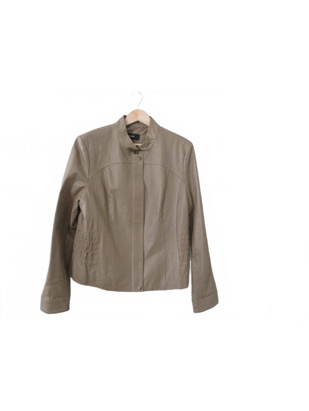 Alfani Women's XL Taupe Perforated Genuine Leather Jacket